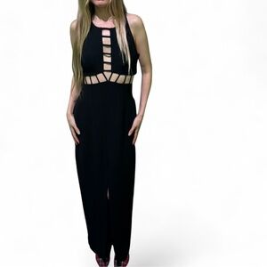 Holiday party Cocktail dress sleek black size 4 designer gown old money glam